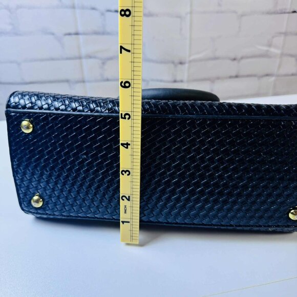 Adrienne Vittadini Black Woven Satchel Handbag with Gold Hardware - Picture 7 of 12